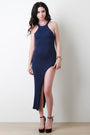 Ribbed Knit Leg Slit Bodycon Dress