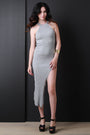 Ribbed Knit Leg Slit Bodycon Dress
