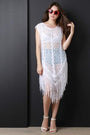 Loose Knit Fringe Hem Cover Up Midi Dress - NoveltyOne