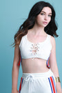 Striped Sides Lace Up Crop Top
