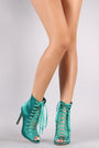 Liliana Satin Peep Toe Lace Up Stiletto Ankle Boots - NoveltyOne
