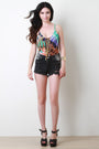 Distress Cheeky High Waisted Denim Shorts - NoveltyOne
