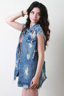 Distressed Boyfriend Denim Vest - NoveltyOne