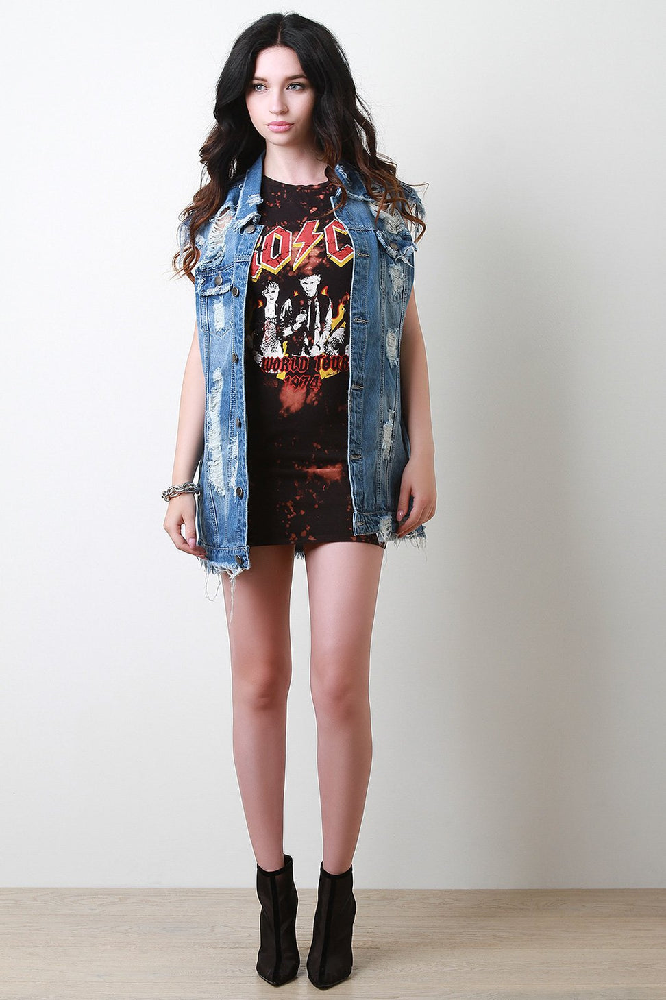 Distressed Boyfriend Denim Vest - NoveltyOne
