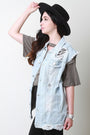 Distressed Boyfriend Denim Vest - NoveltyOne
