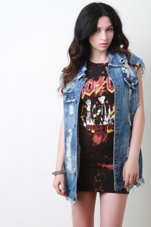 Distressed Boyfriend Denim Vest - NoveltyOne