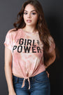 Girl Power Tie Dye Jersey Knit Knotted Crop Top - NoveltyOne