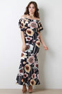 Floral Off The Shoulder Bishop Sleeve Mermaid Maxi Dress