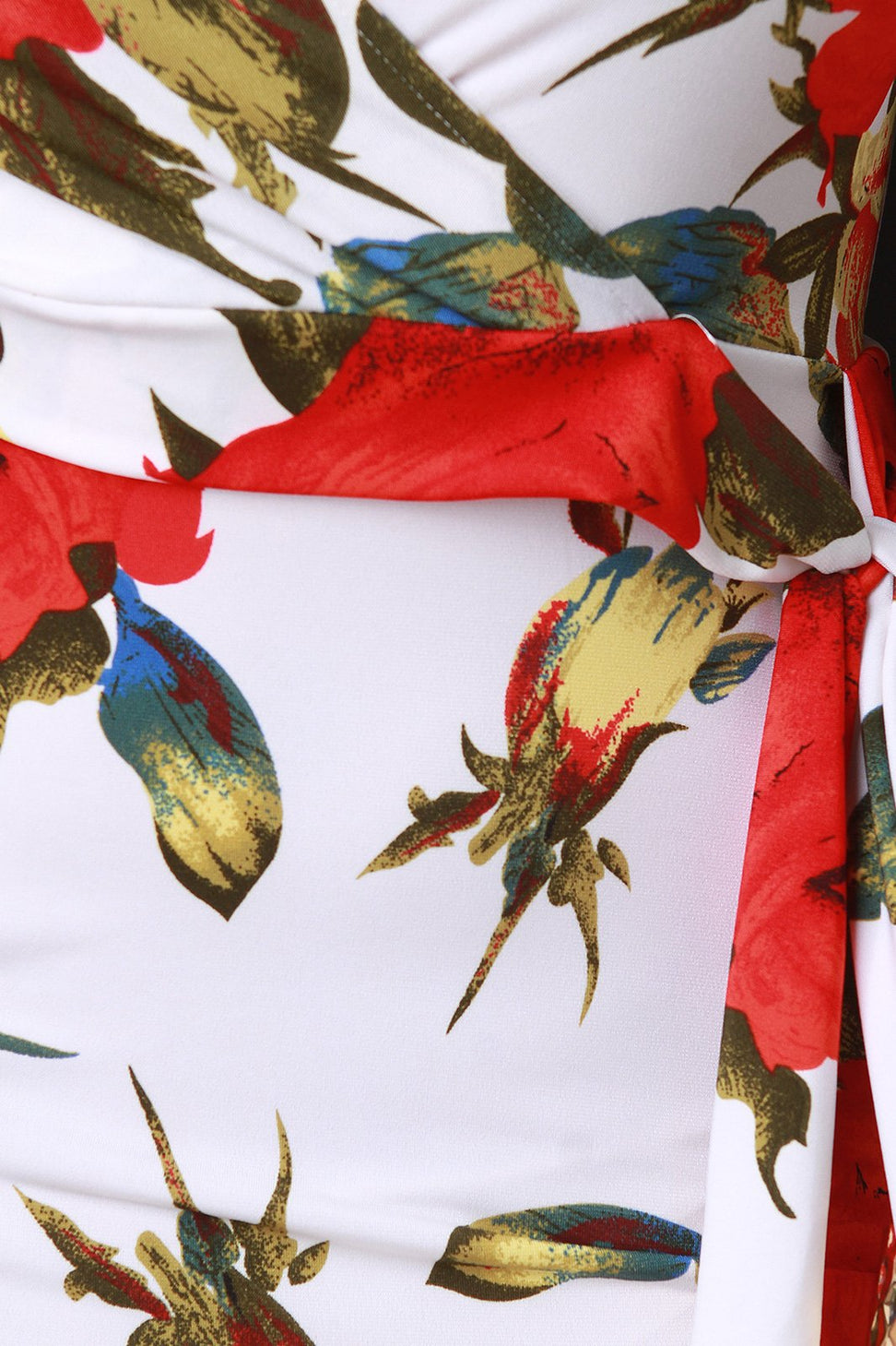 Floral Print Three Quarter Sleeve Surplice Maxi Dress