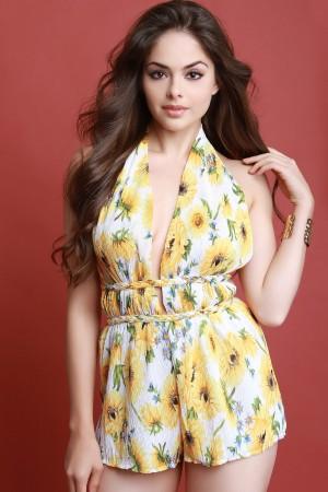 Wild Sunflower Halter Romper