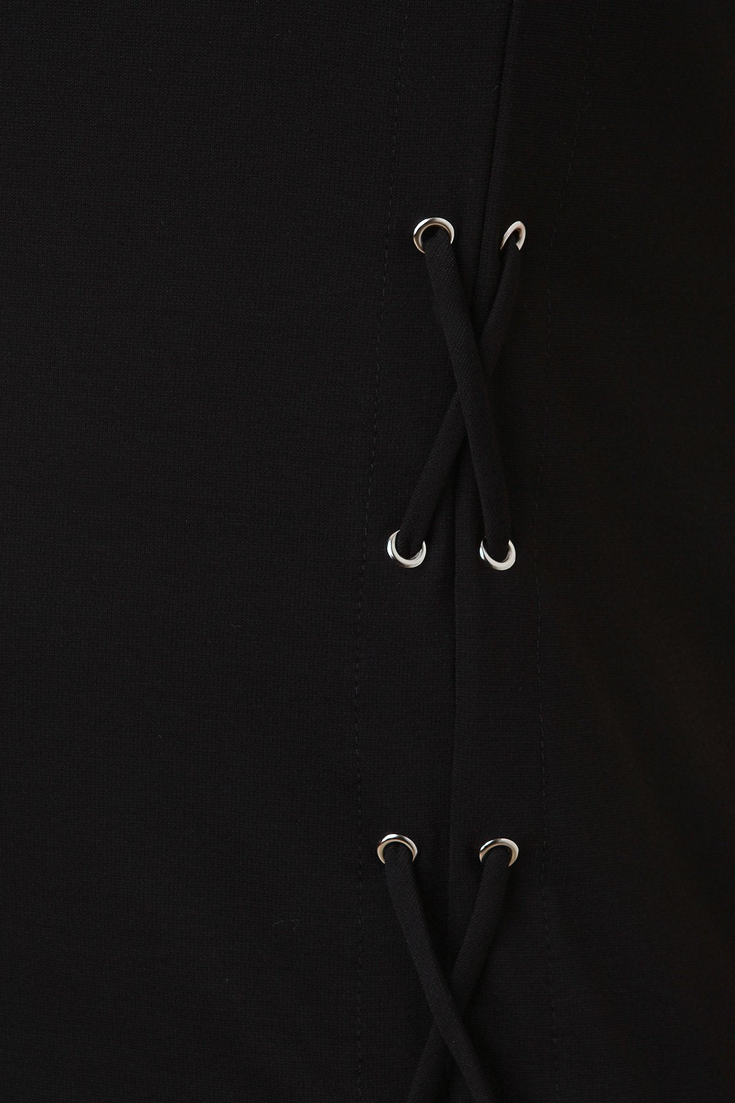 Lace Up Bardot Asymmetrical Midi Dress