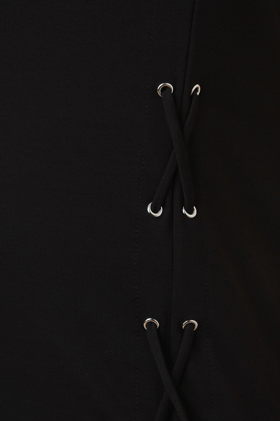 Lace Up Bardot Asymmetrical Midi Dress