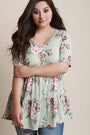 Floral Scooped Neck Tiered Relaxed Top