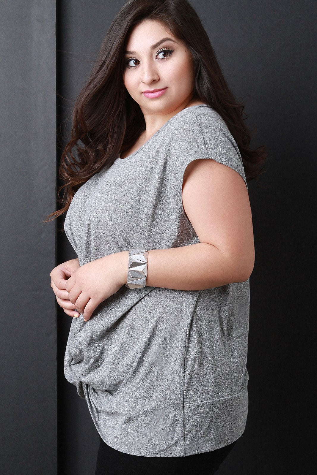 Marled Knit Knotted Twist Cap Sleeve Top