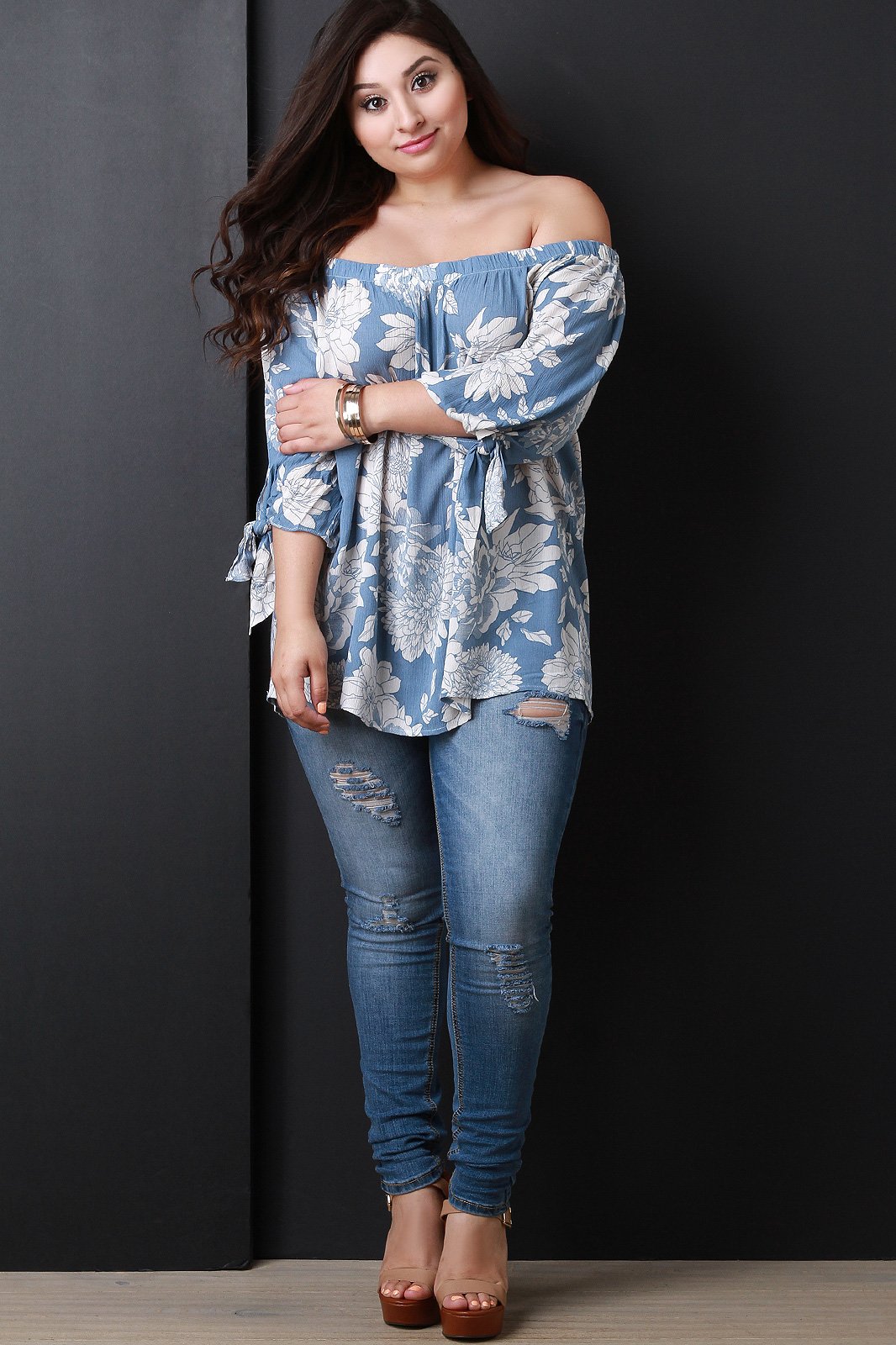 Floral Bardot Quarter Sleeves Top - NoveltyOne