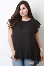 Ruffle Trim High Low Top