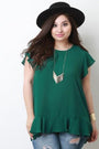 Ruffle Trim High Low Top