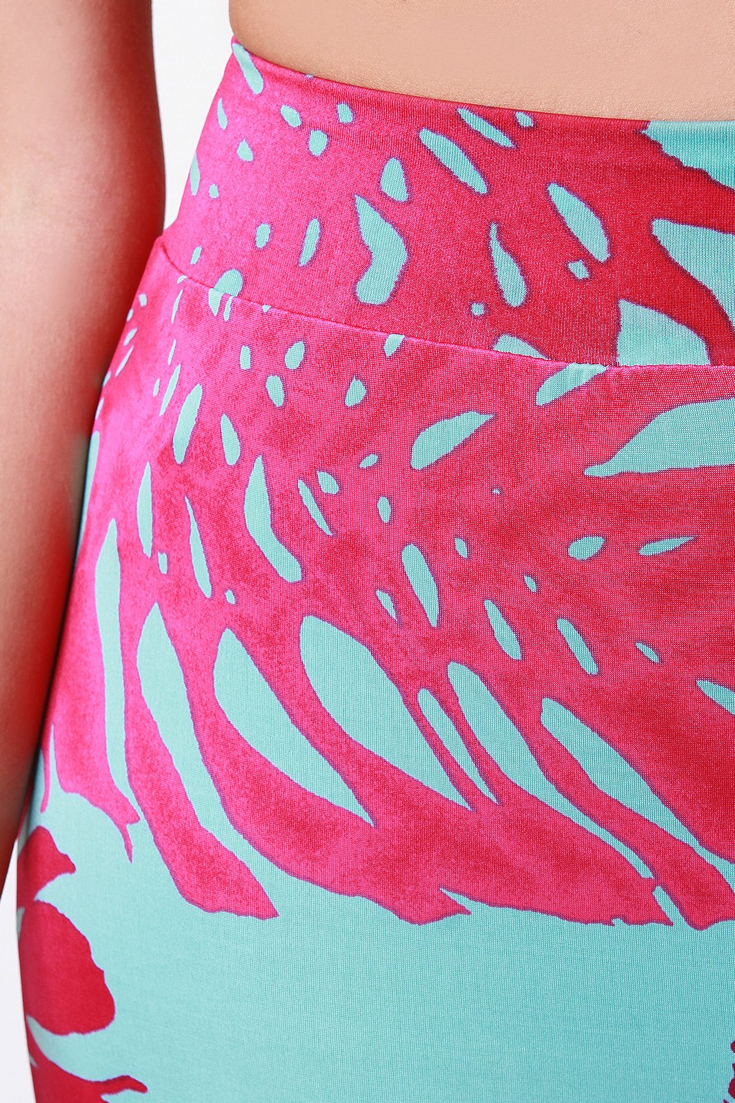 Tropical Leaf Self-Tie Tube Top With High Rise Pants Set