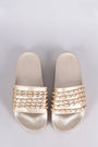 Nubuck Chain Embellished Open Toe Slide Sandal - NoveltyOne