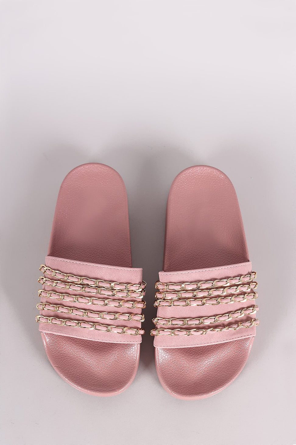 Nubuck Chain Embellished Open Toe Slide Sandal - NoveltyOne