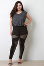 Fishnet Mesh Contrast High Waisted Leggings - NoveltyOne