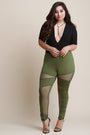 Fishnet Mesh Contrast High Waisted Leggings