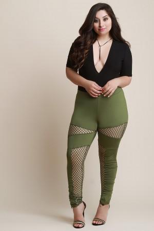 Fishnet Mesh Contrast High Waisted Leggings - NoveltyOne