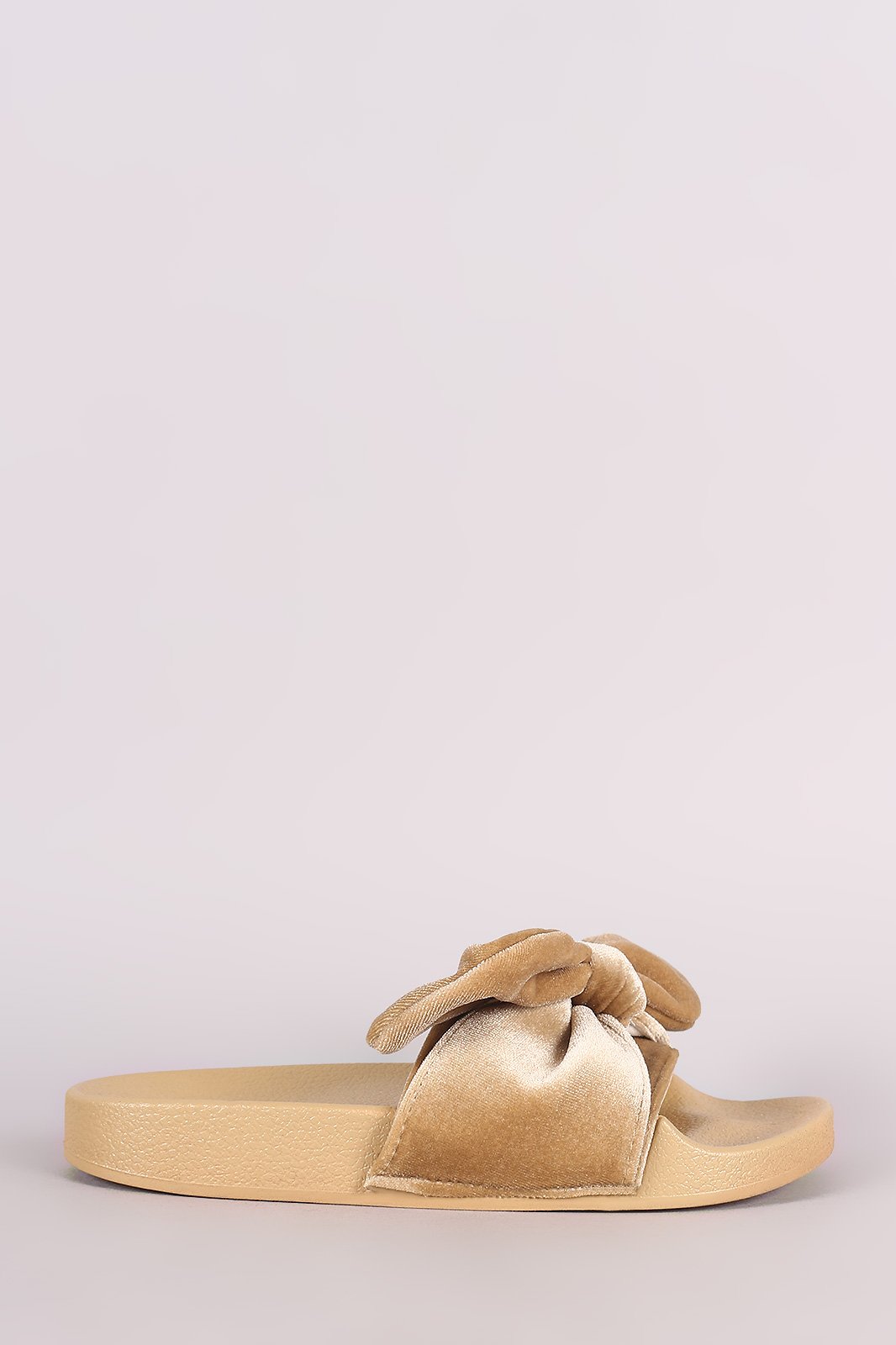 Oversized Velvet Bow Open Toe Slide Sandal