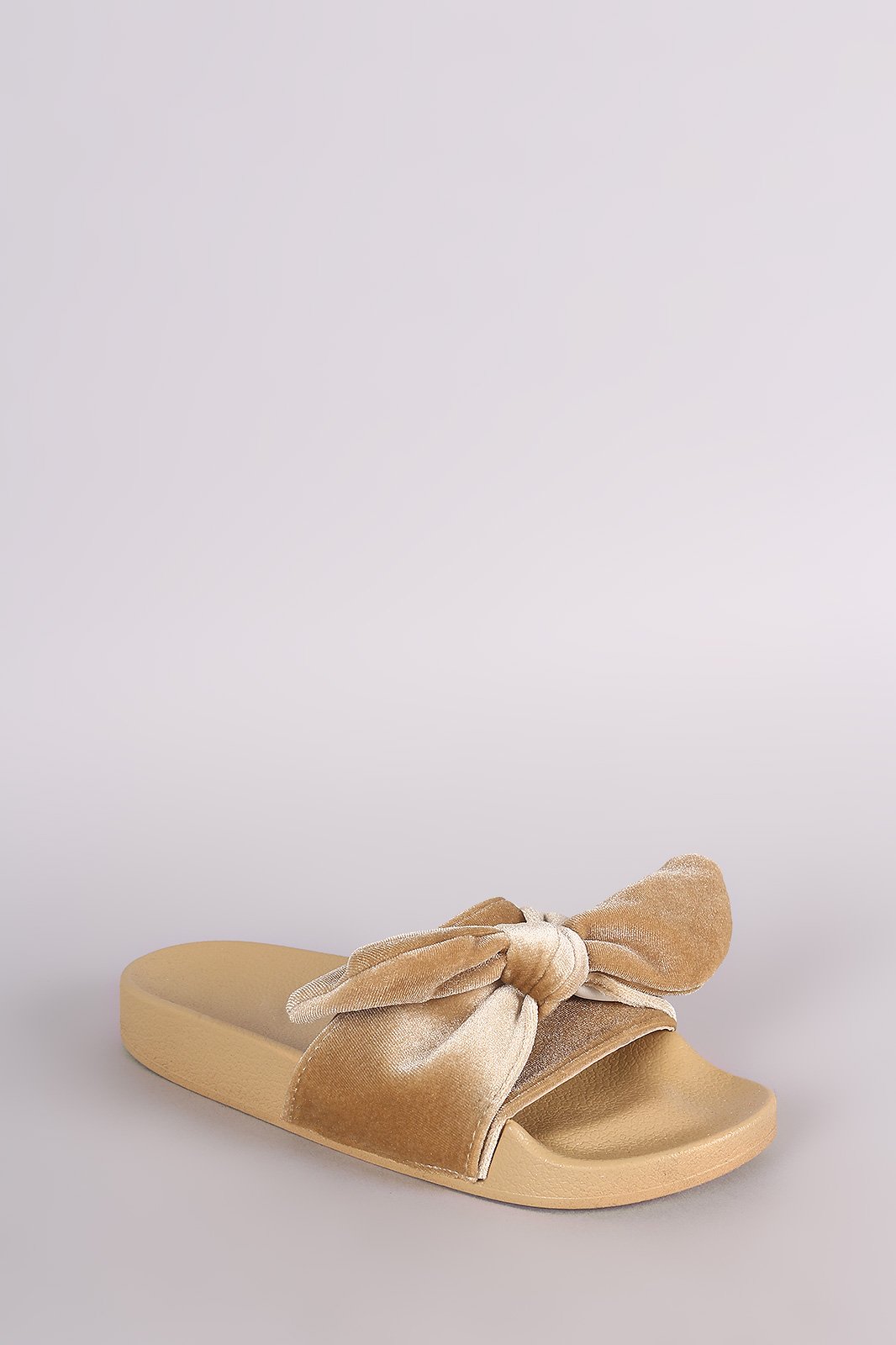 Oversized Velvet Bow Open Toe Slide Sandal