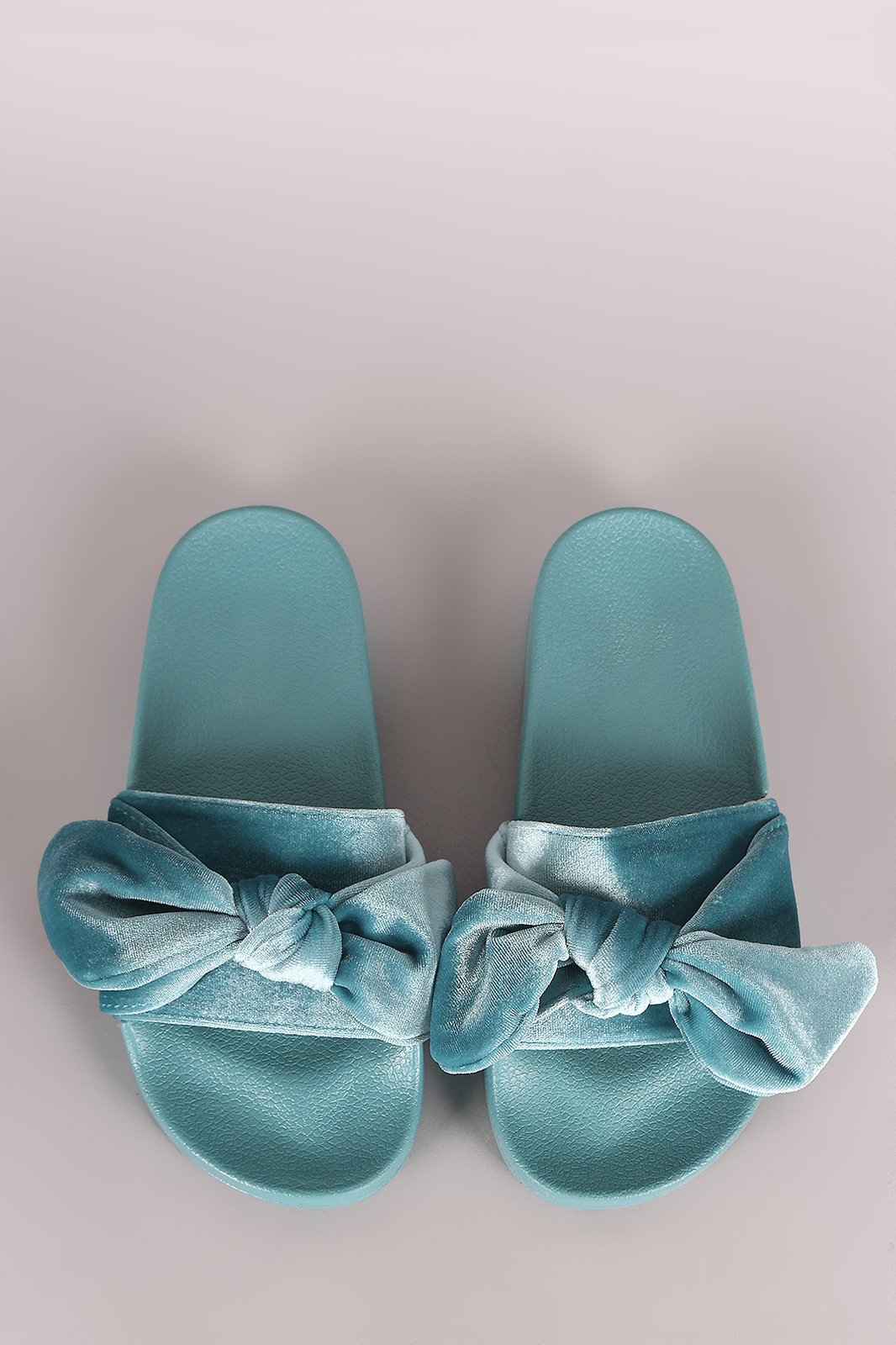 Oversized Velvet Bow Open Toe Slide Sandal