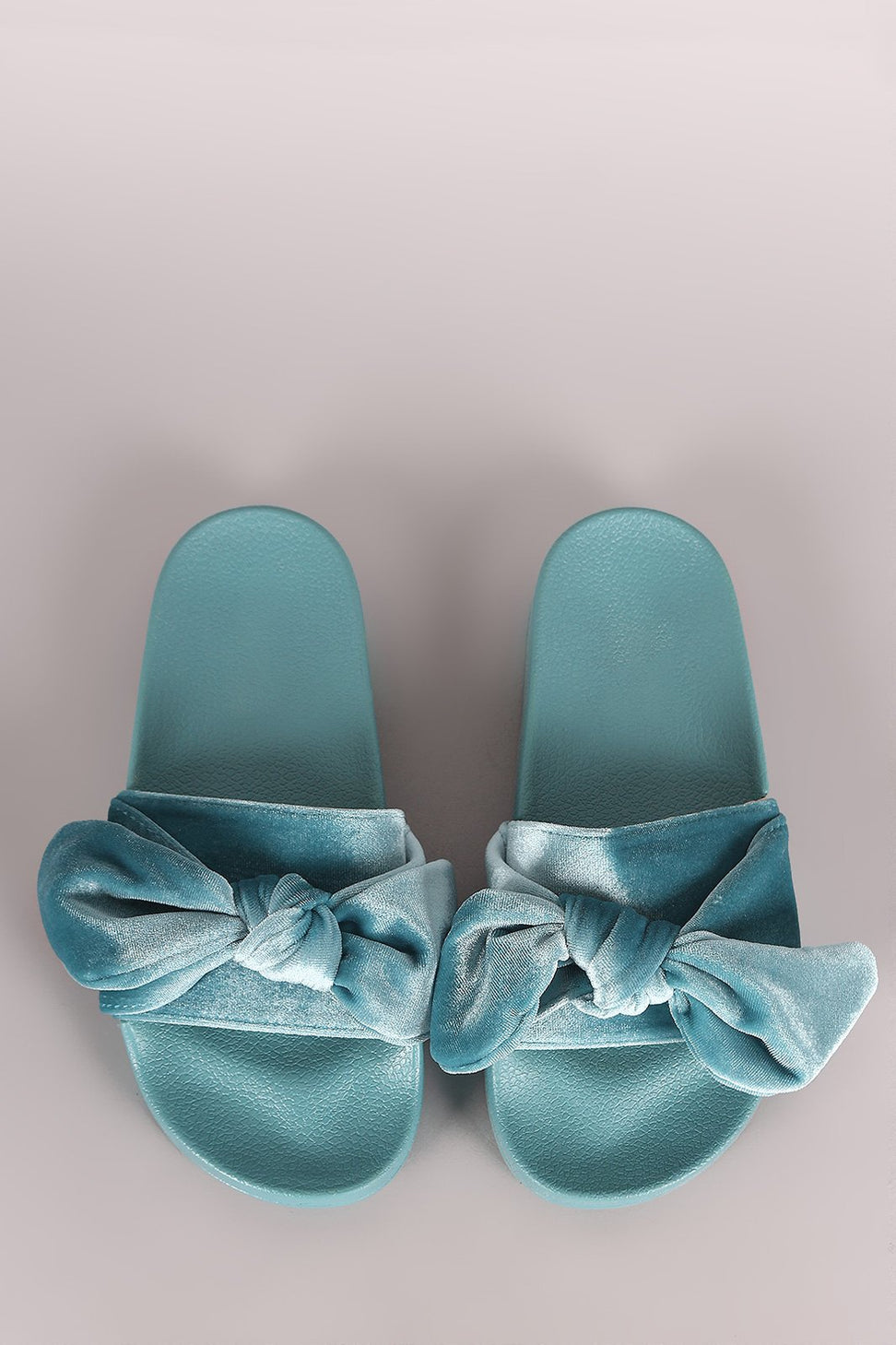 Oversized Velvet Bow Open Toe Slide Sandal