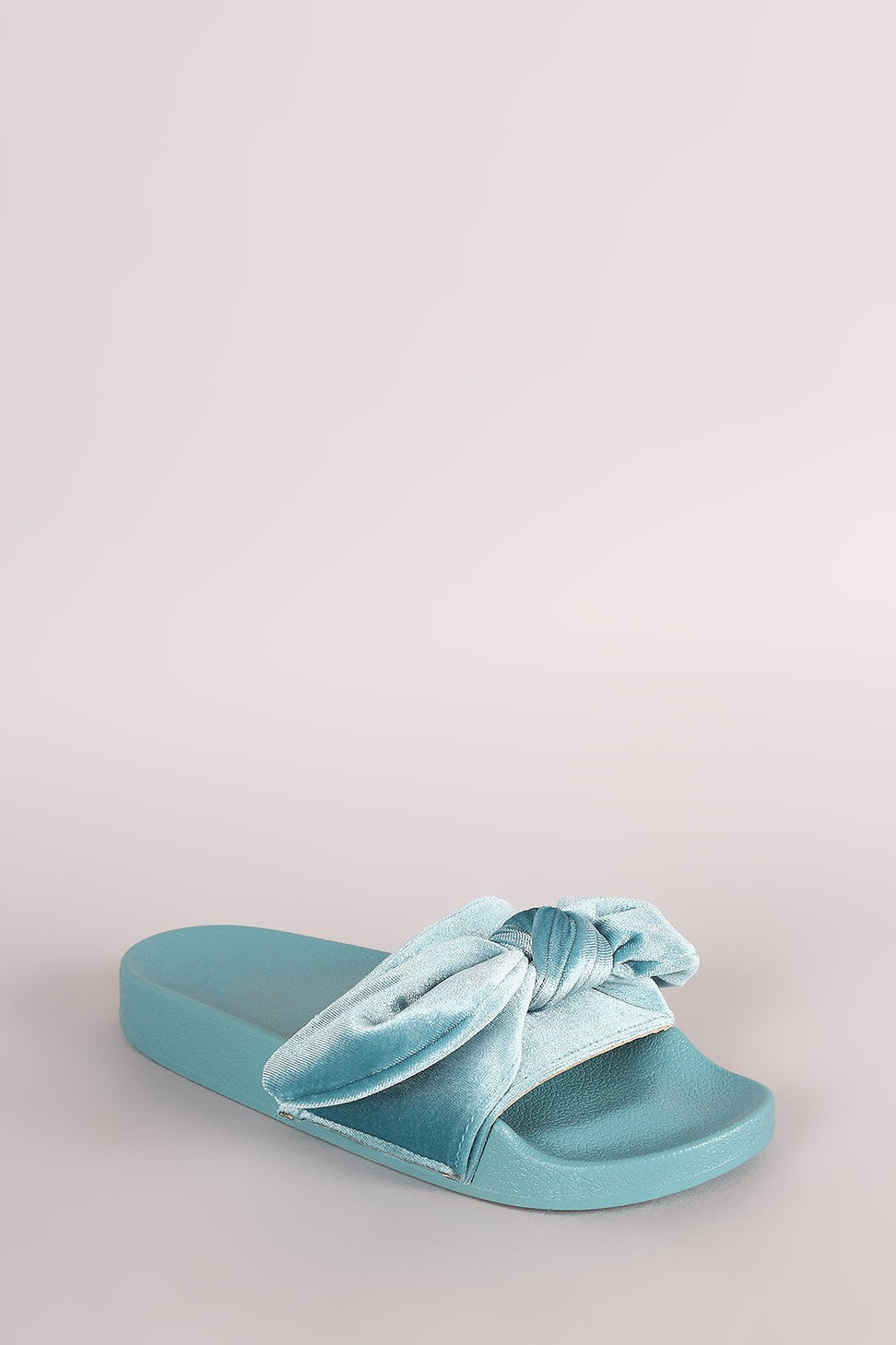 Oversized Velvet Bow Open Toe Slide Sandal