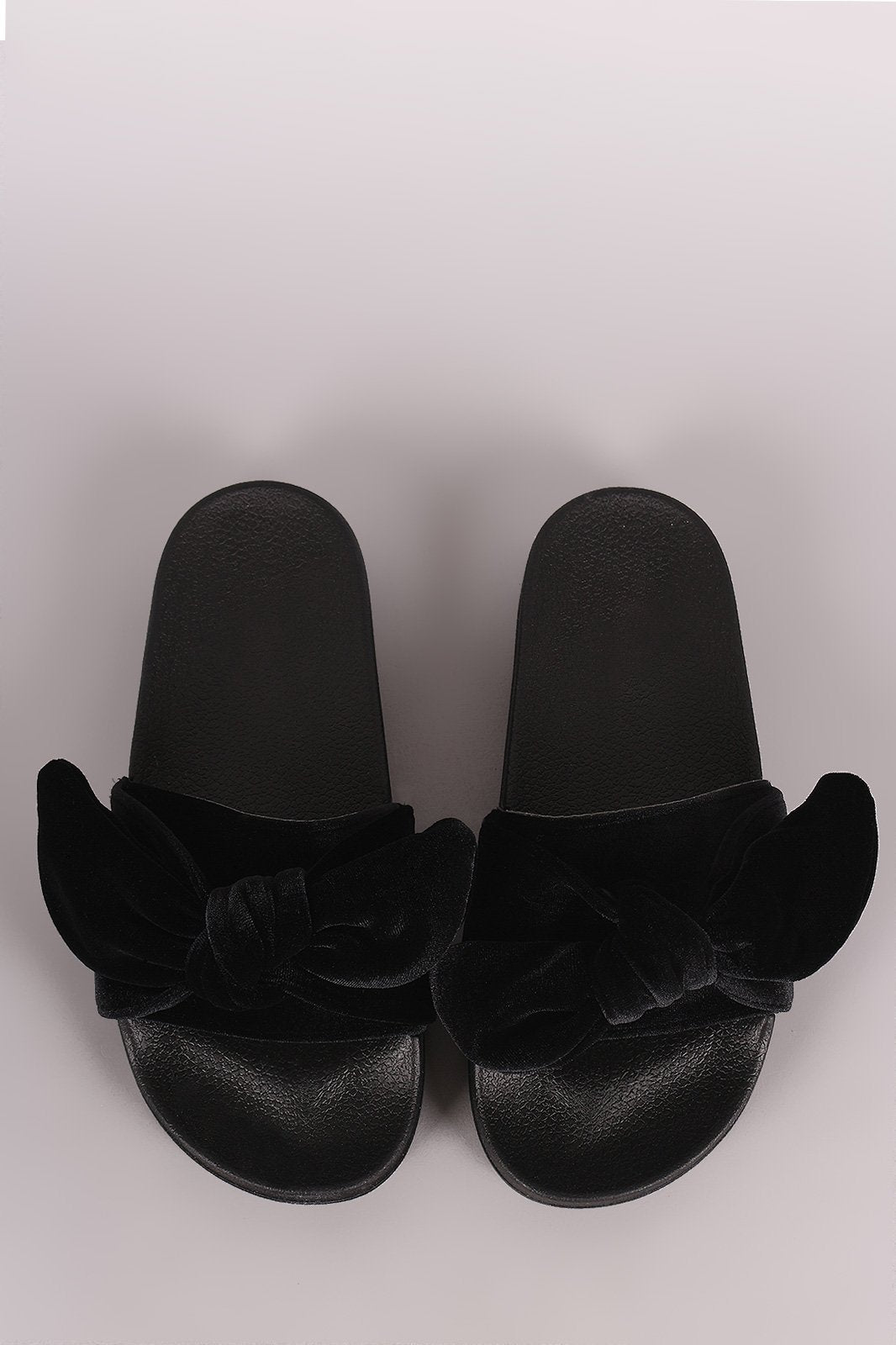 Oversized Velvet Bow Open Toe Slide Sandal