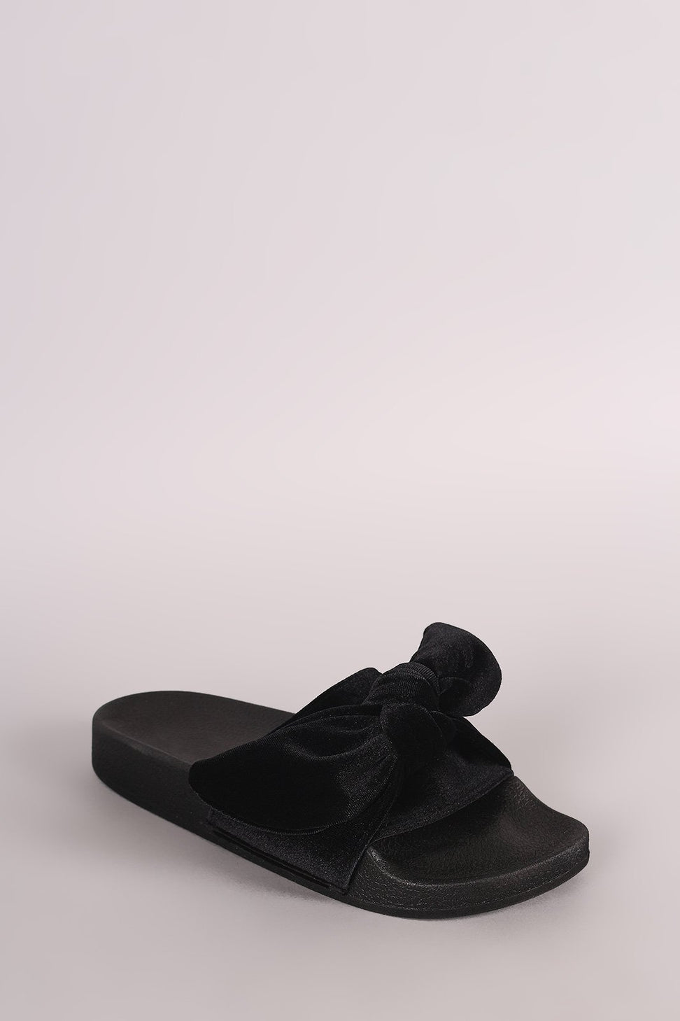 Oversized Velvet Bow Open Toe Slide Sandal