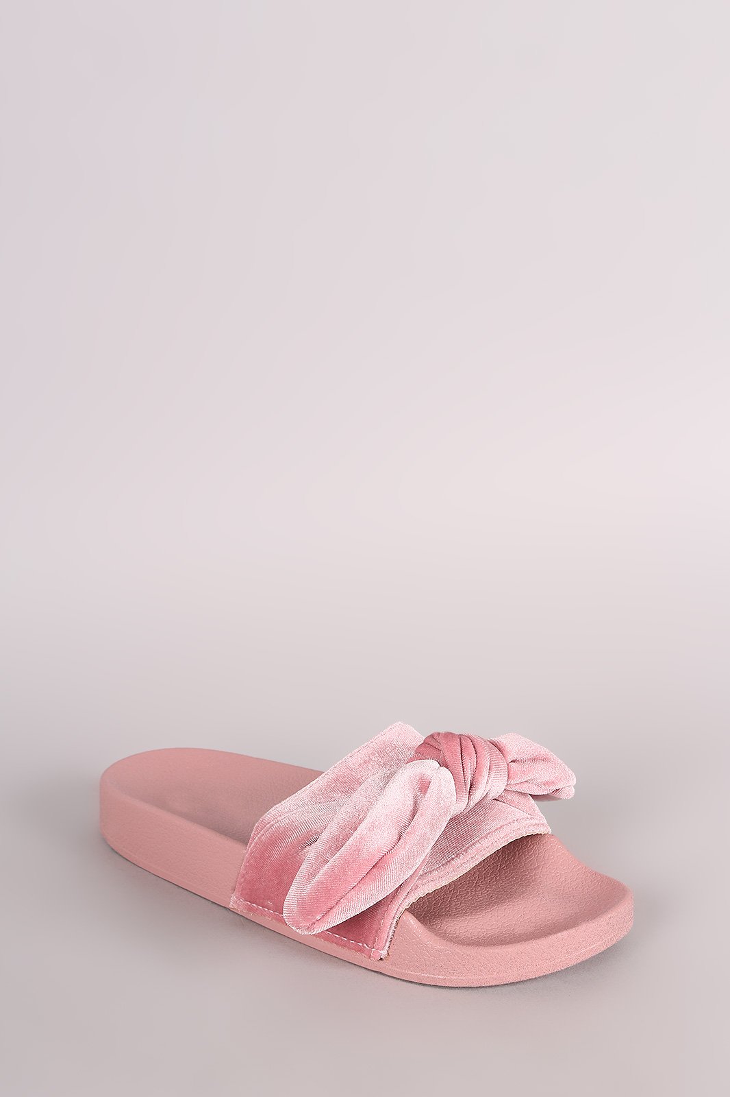 Oversized Velvet Bow Open Toe Slide Sandal