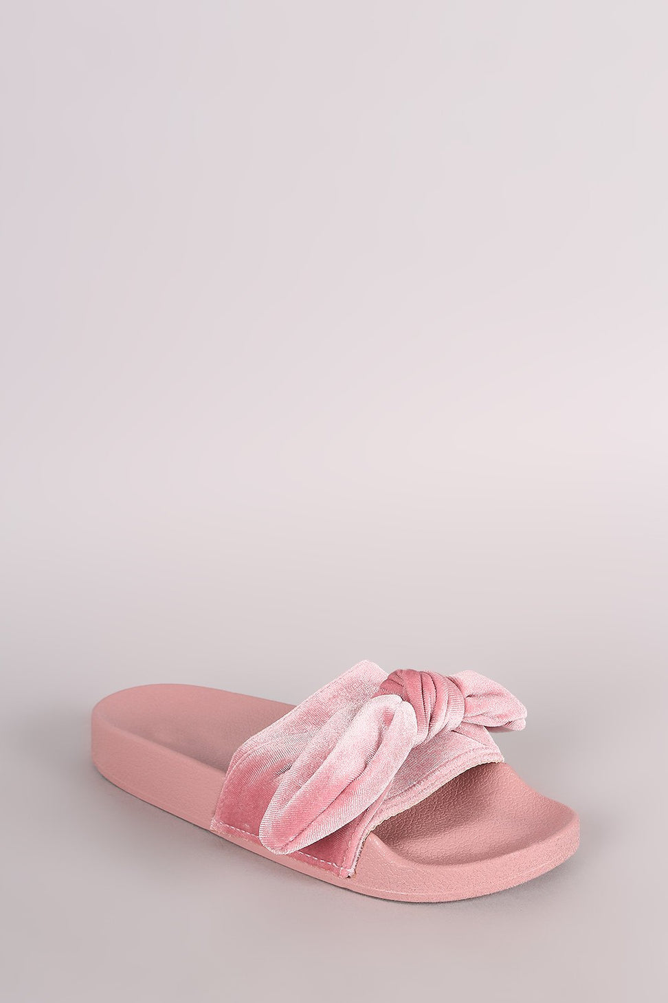 Oversized Velvet Bow Open Toe Slide Sandal