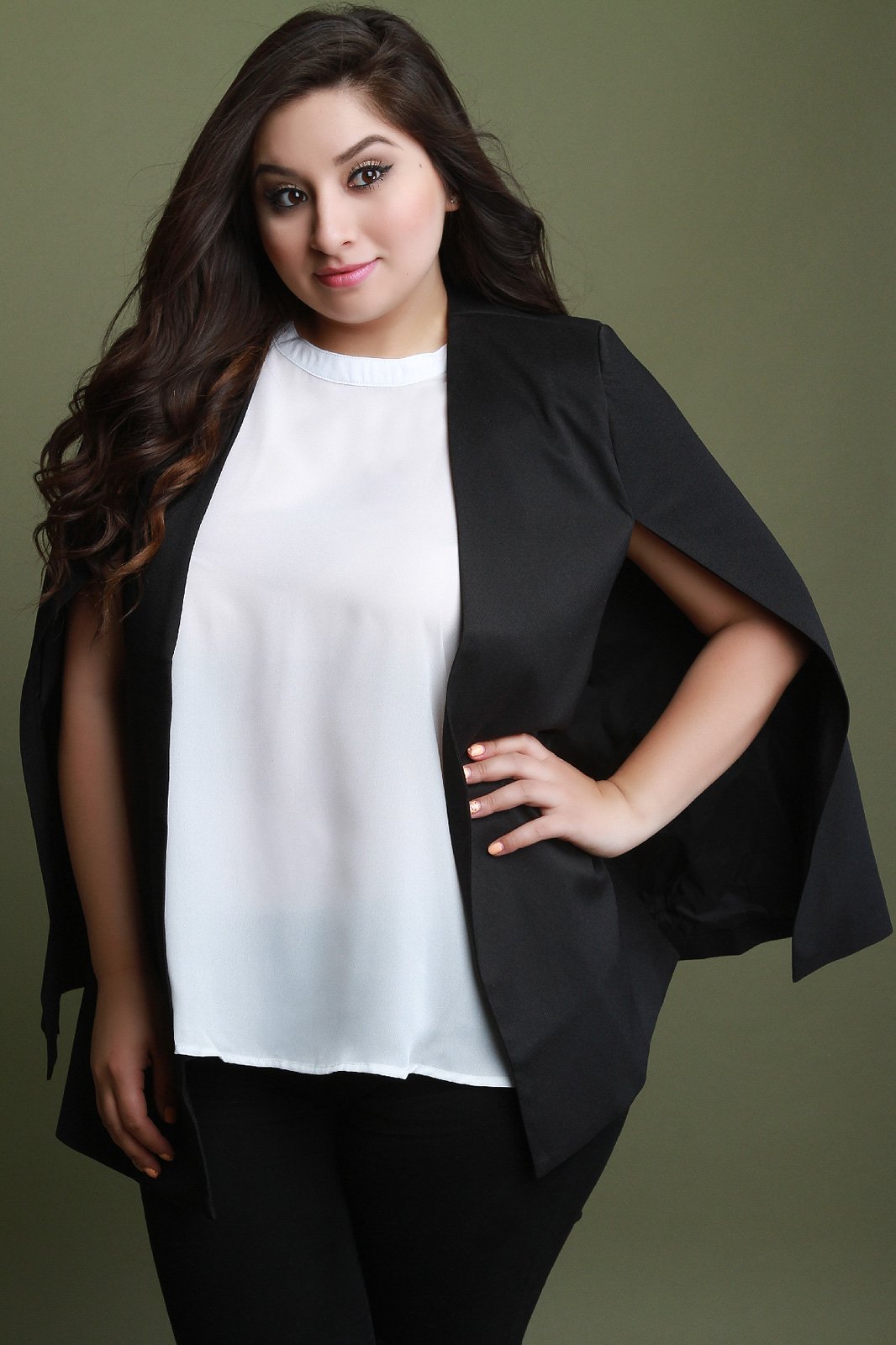 Open Front Batwing Cape Blazer