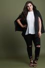 Open Front Batwing Cape Blazer