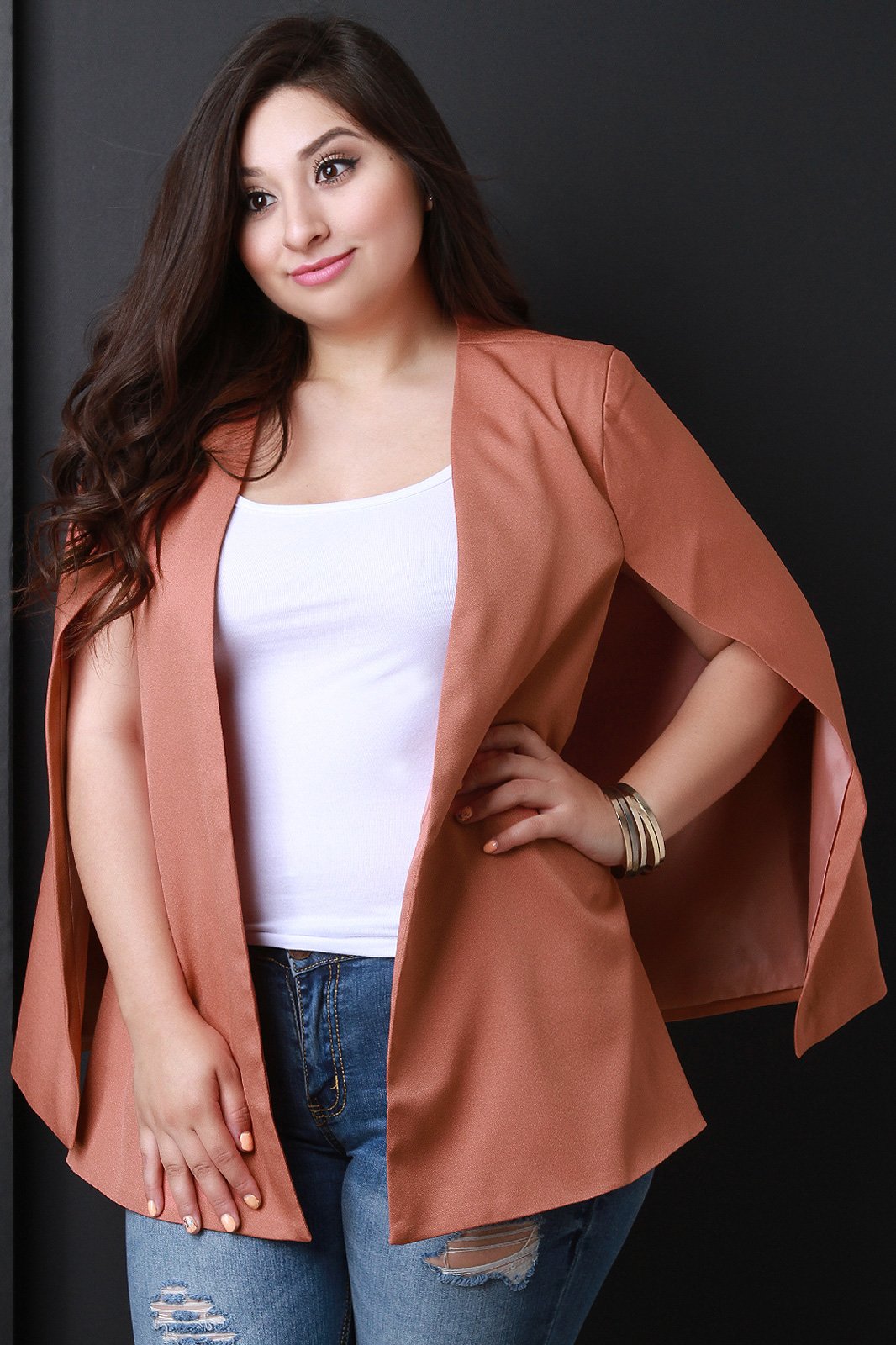 Open Front Batwing Cape Blazer