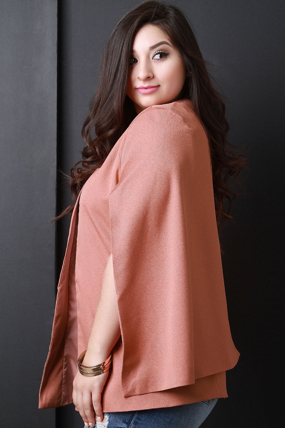 Open Front Batwing Cape Blazer