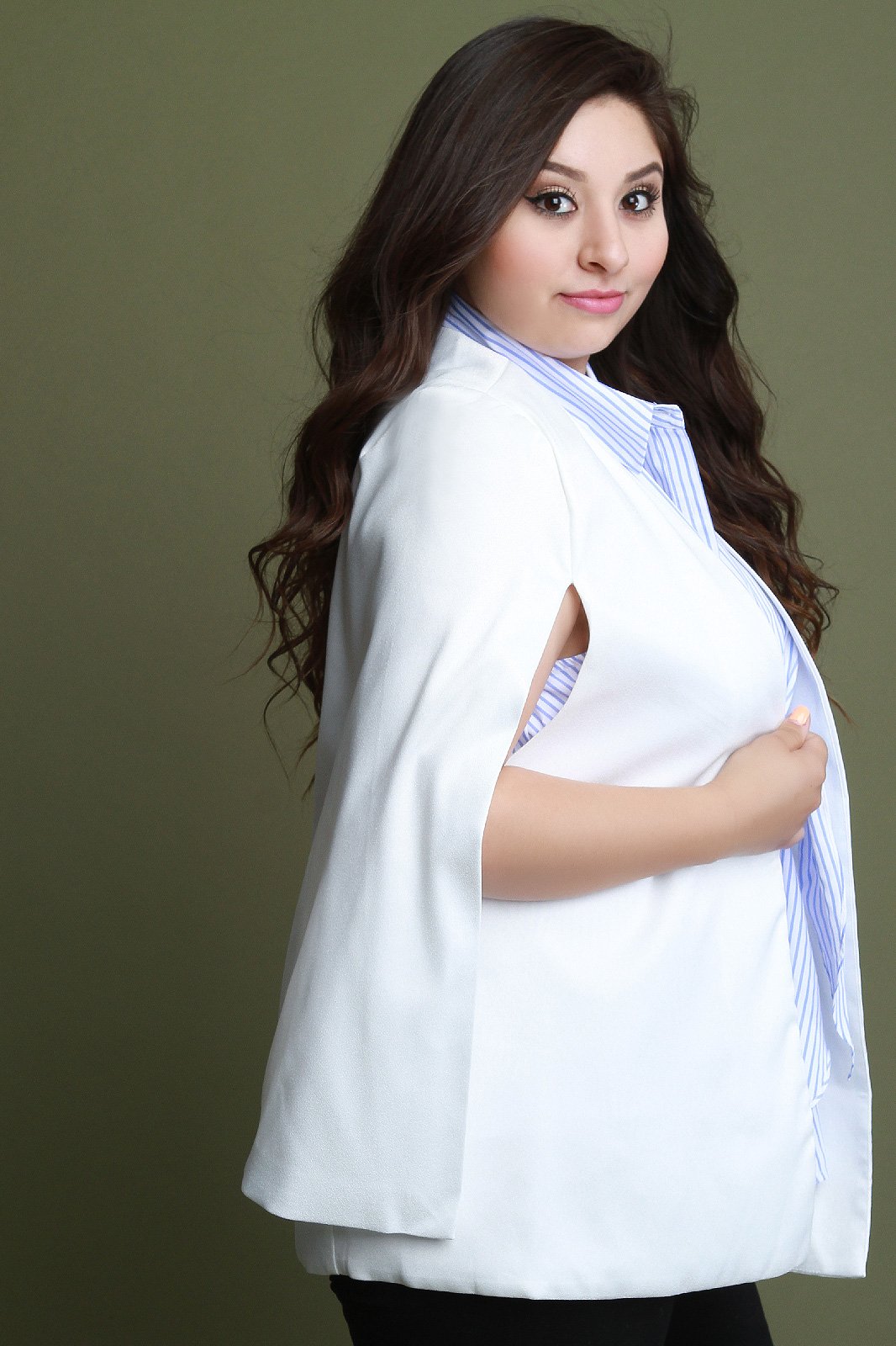 Open Front Batwing Cape Blazer