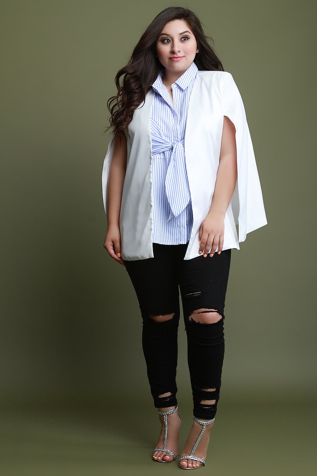 Open Front Batwing Cape Blazer