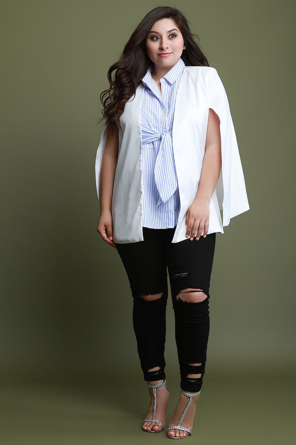 Open Front Batwing Cape Blazer