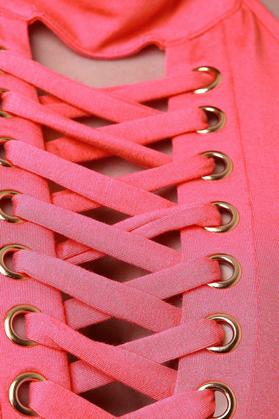 Mock Neck Grommets Lace-Up Dress - NoveltyOne