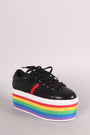Rainbow Stripe Lace Up Flatform Sneaker