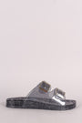Wild Diva Lounge Glitter Buckled Jelly Slide Sandal