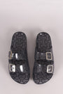 Wild Diva Lounge Glitter Buckled Jelly Slide Sandal