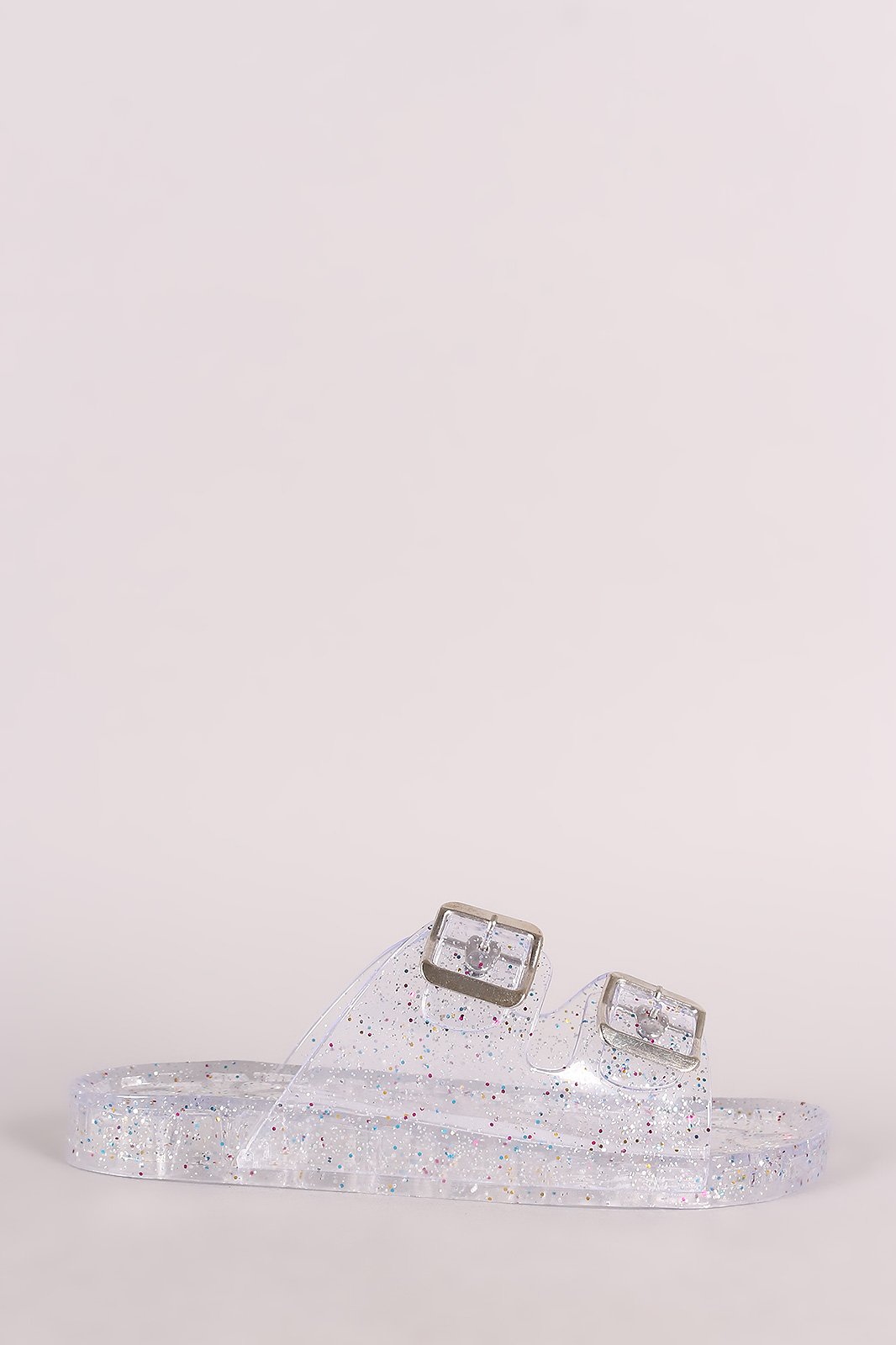 Wild Diva Lounge Glitter Buckled Jelly Slide Sandal