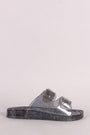 Wild Diva Lounge Glitter Buckled Jelly Slide Sandal
