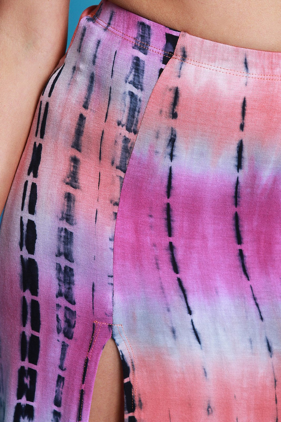 Tie Dye Jersey Knit Halter Crop Top With High Rise Skirt Set